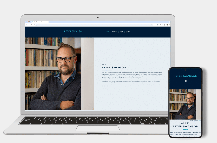 Laptop and Smartphone displaying Peter-Swanson.com website